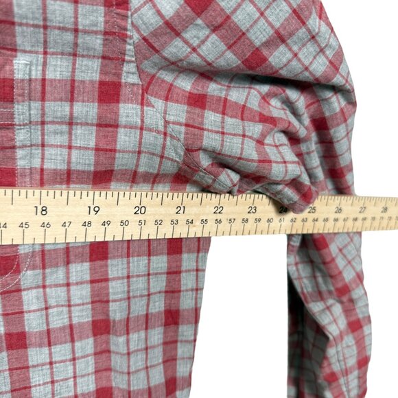 Nautica Button Down Shirt Mens Medium Red Gray Plaid Classic Fit Embroidered - Picture 9 of 9